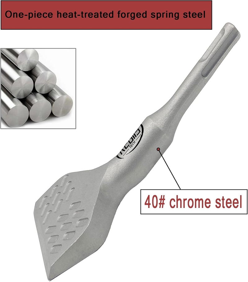 Regiis Tech SDS Plus Floor Scraper 3 in. x 6.5 in. Wide Angled Flooring Adhesives Remover, Cranked Thinset Removal Tool Chisel Bit for Rotary Hammer Drill - Image 3